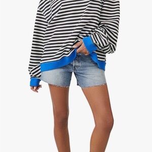 Free People We The Free Classic Striped Oversized Sweatshirt